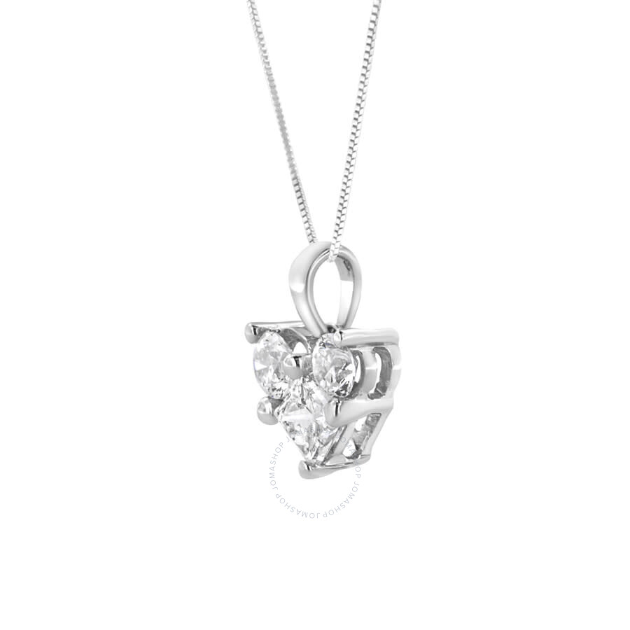 Color H-I, Clarity SI2-I1 Sterling Silver Diamond Rhodium Plated Heart Pendant Color H-I, Clarity SI2-I1 Sterling Silver Diamond Rhodium Plated Heart Pendant